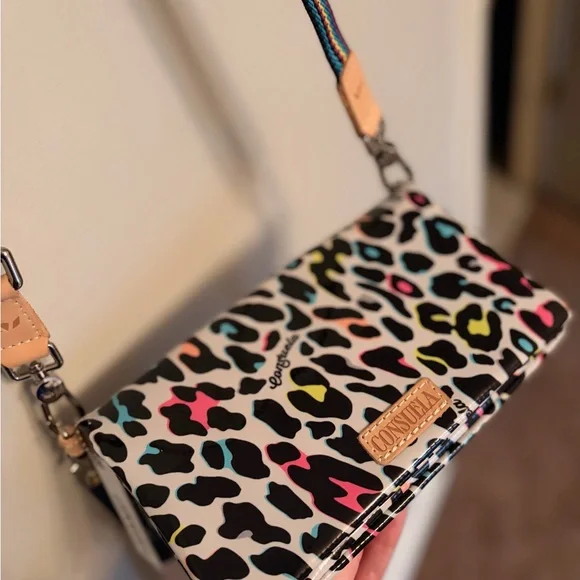 Consuela Leopard Print Crossbody Bag with Tan and Black Accents NWT! - Picture 6 of 8
